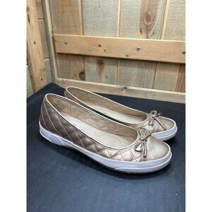Anne Klein Sport Gold Quilted Ballet Flats Shoes AK Tapio Size 10M